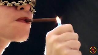 Smoking More Silver 120s with red lipstick 2