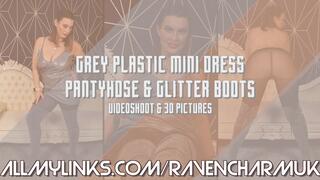 1422-Grey Plastic Mini Dress and Pantyhose