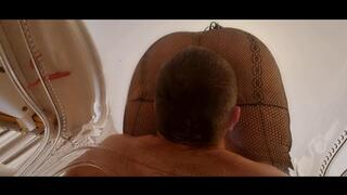 Mistress Luna and Faith - pantyhose facesitting on a seethrough chair