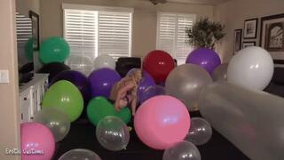 18yo Cutie POPS BALLOONS with Nails, High Heels & a Pen! Then Rides a Giant Grand MOAB!! 4K Version!