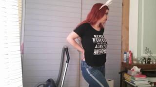 Pee desperation and wetting pants ( female pee desperation )