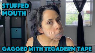 Stuffed Mouth Gagged with Tegaderm Tape (Gag Talk)
