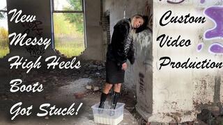 Sexy SweetLana in High Heels Boots Got Stuck in Non-Newtonian Fluid, High Heels Boots Stuck, Messy Boots