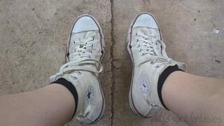 Showing off my well worn high top Converse All Stars from every angle