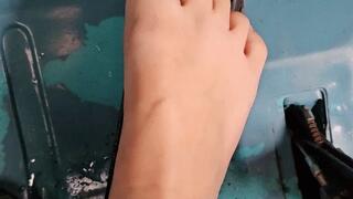 pumping the gas pedal with scrunched toes