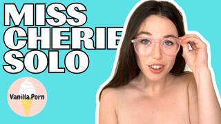 Glass Dildo Solo Masturbation by Brunette Babe with Nipple Clamps