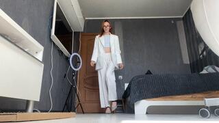 girl in high heels and a tailored suit came home after work and wants you to lick her sweet toes