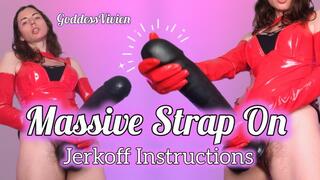 STRAP ON JOI Stroke for Massive Strap On with Goddess Vivien in Red Latex PVC Gloves Masturbation Encouragement for a HUGE Dong