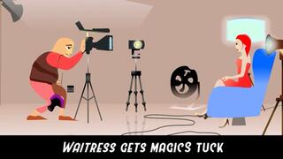 Waitress Eve gets foot stuck 1
