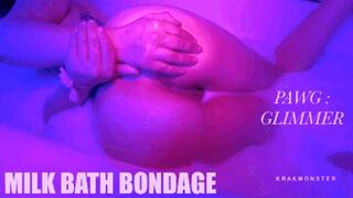 MILK BATH BONDAGE : GLIMMER TIED IN MILK ! milk poured over head, hair over face, hair in mouth, ass spreading STRUGGLE : DID PAWG : 4K HD mp4