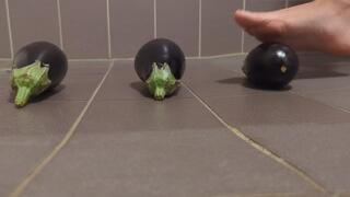 Sexy barefoot eggplant crush by Sandra