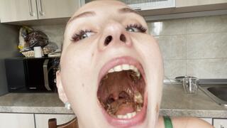 Sucking on chocolate ice cream