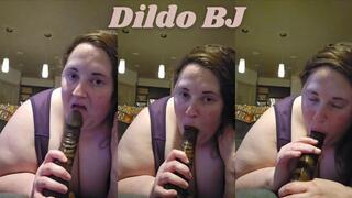 Dildo BJ in a purple bra