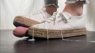 A Shoejob in Superga Espadrillas Sneakers - Cbt and Cocktrampling and a huge cumplosion - sidecam - 4k