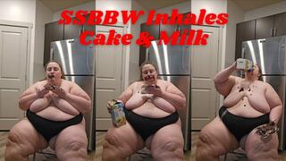 SSBBW Inhales Cake with Milk