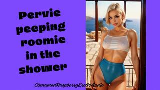 POV Pervie peeping roomie in the shower erotic tease visual audio