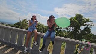 Blow to pop with Nicoll and Carmen outdoors