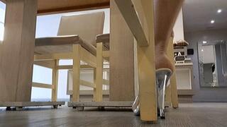 Goddess Stella Gorgeous Soles on Clear Heels from behind