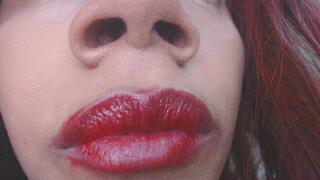 Nose and Red Lipstick