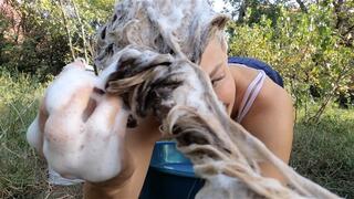 Washing My Hair In The Garden