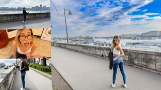 WETTING her Jeans on the streets of Budapest and getting Golden shower