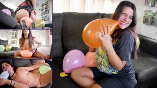 Metal girl ruins party popping all balloons - Bunny Looner