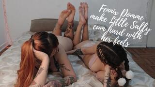 Fennix Domme make Little Sally cum hard with her feet!