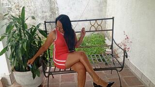 Smoking cigar while letting stiletto heels hang from my feet (3)