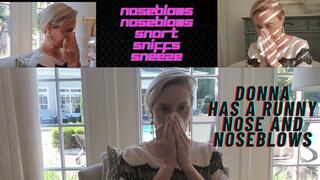 DONNA HAS A RUNNY NOSE AND CAN'T STOP BLOWING HER NOSE IN THE OFFICE! NOSE BLOWS, SNEEZES, SNORTS, SPITS AN BRAND NEW FOOTAGE wmv FOOTAGE
