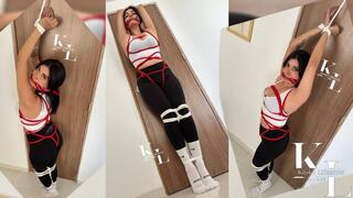 Simona's Blind Virtual Date Became a little too Real (Rope Bondage, Videocall, Roleplay, Struggling, Leggings, White Nike Crew Socks, Red Bandana Cleavegag, Door Tied)