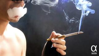 Smoking PARLIAMENT 100s with leather gloves 210724