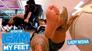 After leg training in the gym, I will squish you under my feet  ( Giantess and Shrinking Games wih Lady Nisha ) - 4K UHD MP4