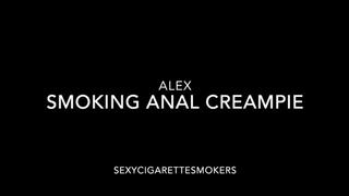 Hot Redhead gets Anal Creampie while she smokes a cigarette