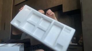 Emma plays with foam