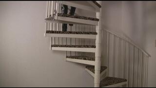 Carmen Brings Her Slave Downstairs, Handcuffs Him And Jerks Him While Handcuffed! (wmv)