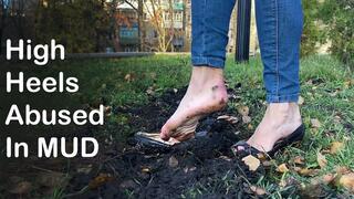 Sexy Anastasia in High Heels in Mud, High Heels Ruined in Mud, Girl Got Stuck in Mud, High Heels Sinking