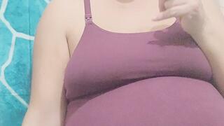 Trying on panties and showing off my VERY pregnant body