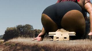 Giantess uses Fat ass to knock Down buildings 1080