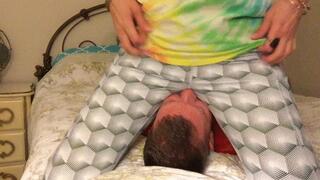 White Yoga Pants Swallows His Head