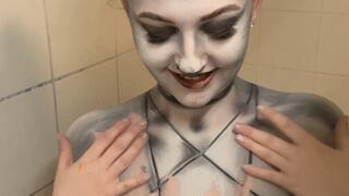 Cosplay Loona Wolf Body Paint Removal & Tit Play