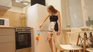 Hot Sexy Maid Cleaning the Kitchen