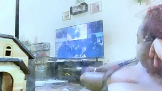 Tiny Human Watching TV with Giantess POV 1080