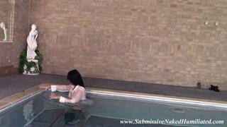 Near Nude Raven Has Only The Thinnest White Shirt To Cover Her Poolside!!!! - MP4