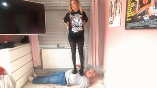 Mini Skirt T-Shirt Tights & Mary Jane Chunky Shoes Trampling