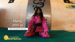 Marty pink gi POV karate kicks
