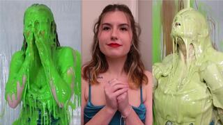 Margot Is Slime Blasted in a Blue Satin Dress (2024 Edit)