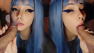 Cute E girl smoking and sucking dick