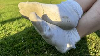 I get my white frilly socks very dirty at the park
