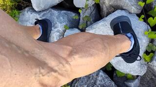 Tempest walks back out of marshy area