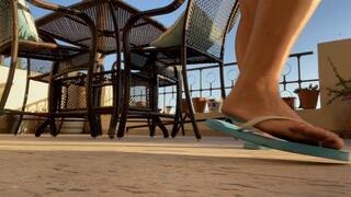 Flips flops housewife swatting flies